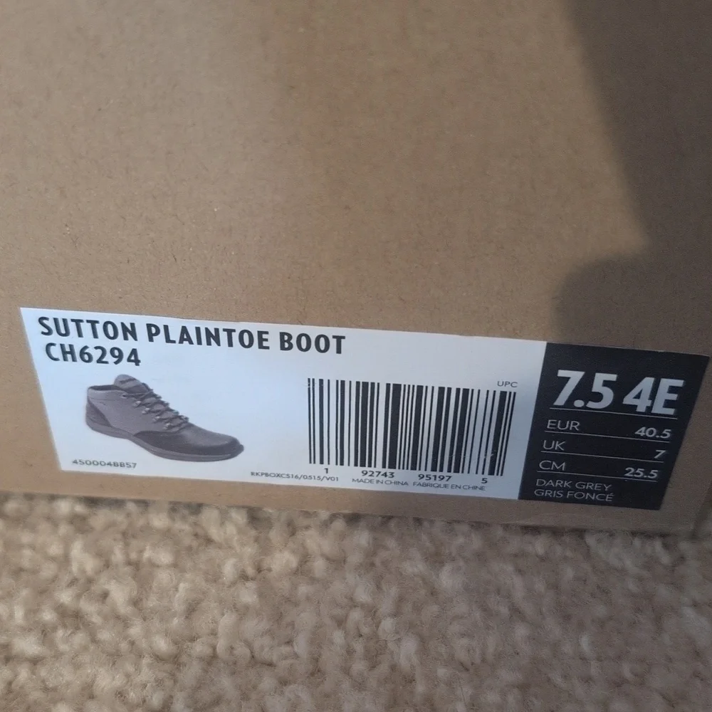 New Dunham Men's Sutton Plaintoe Boot Mid Calf, Black/Grey Size 7.5